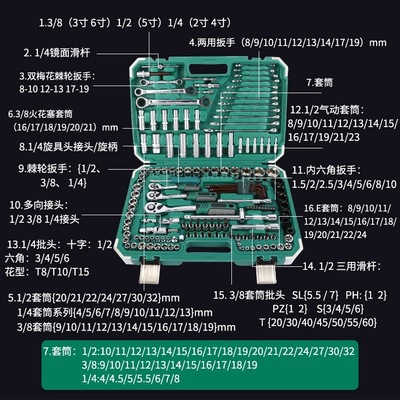 151件套筒组套快速棘轮扳手套装组合汽修汽保五金工具一件代发