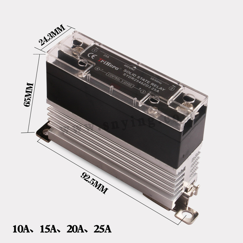 三英电气窄型继电器10A单相固态继电器卡轨配底座导轨安装