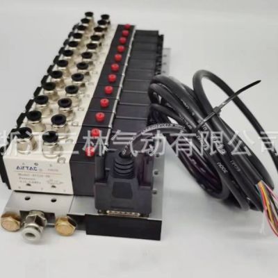 亚德客电磁阀组4V210-08DC24V电磁控制气阀集成电磁阀组带线式阀